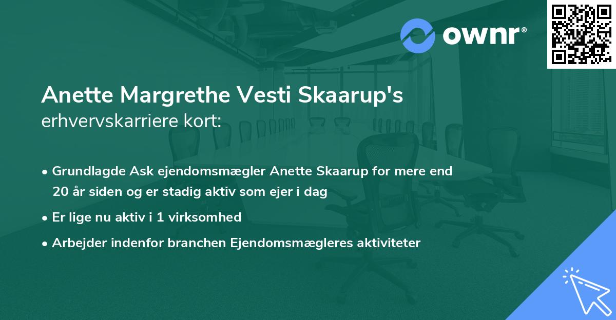 Anette Margrethe Vesti Skaarup's erhvervskarriere kort