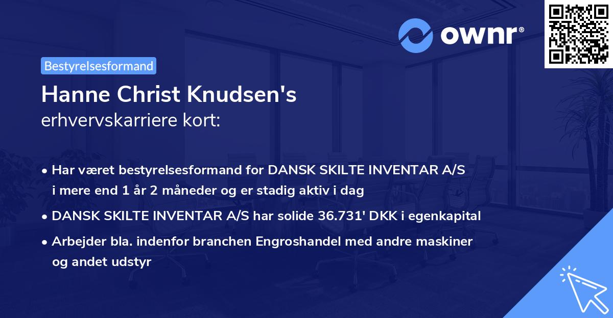 Hanne Christ Knudsen's erhvervskarriere kort