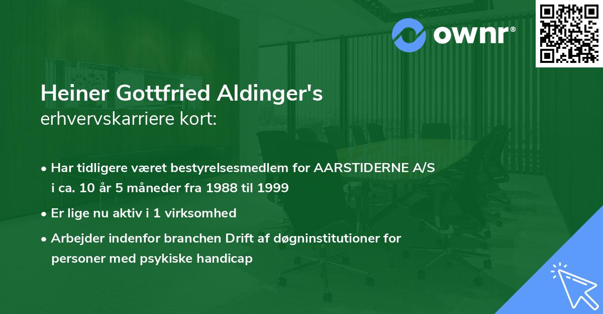 Heiner Gottfried Aldinger's erhvervskarriere kort