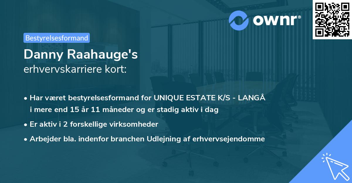 Danny Raahauge's erhvervskarriere kort