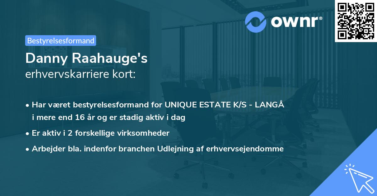 Danny Raahauge's erhvervskarriere kort