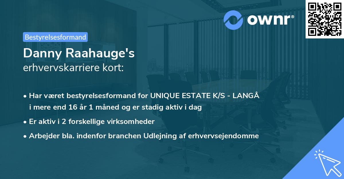 Danny Raahauge's erhvervskarriere kort
