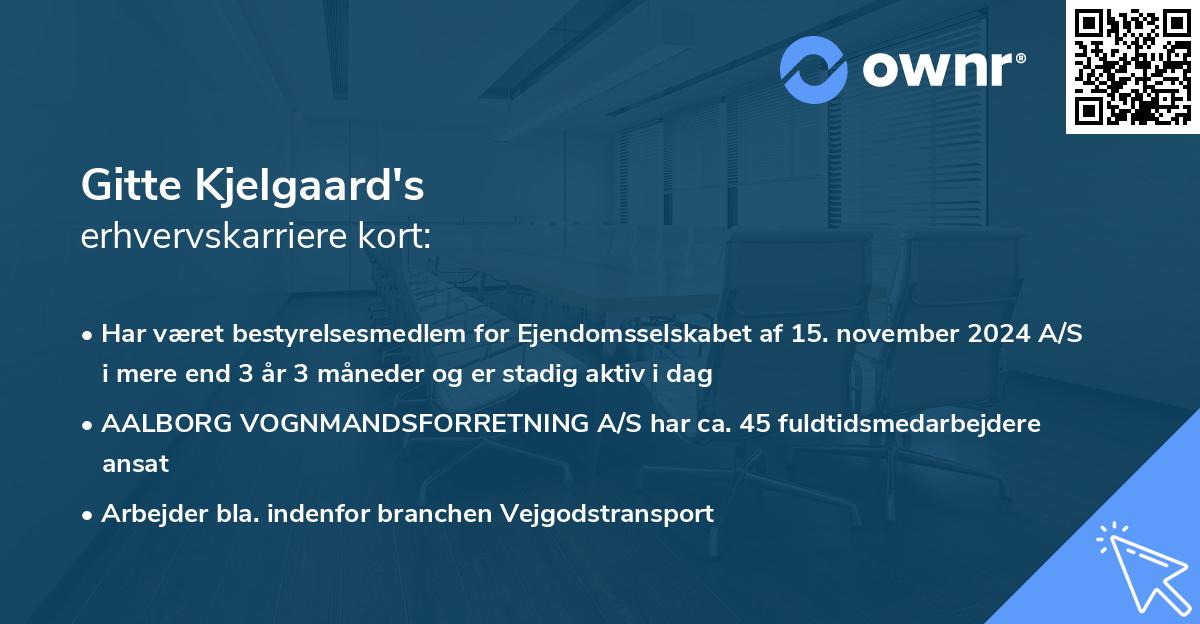 Gitte Kjelgaard's erhvervskarriere kort
