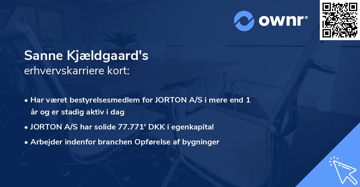 Sanne Kjældgaard's erhvervskarriere kort