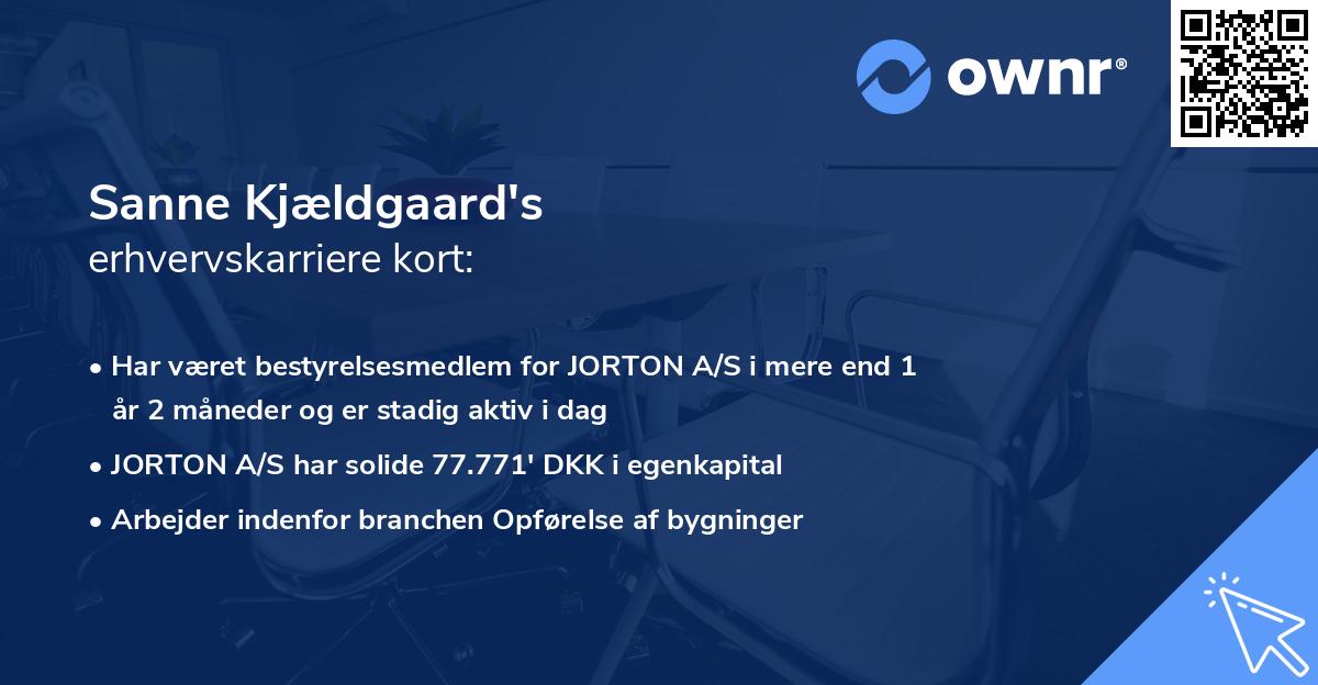 Sanne Kjældgaard's erhvervskarriere kort