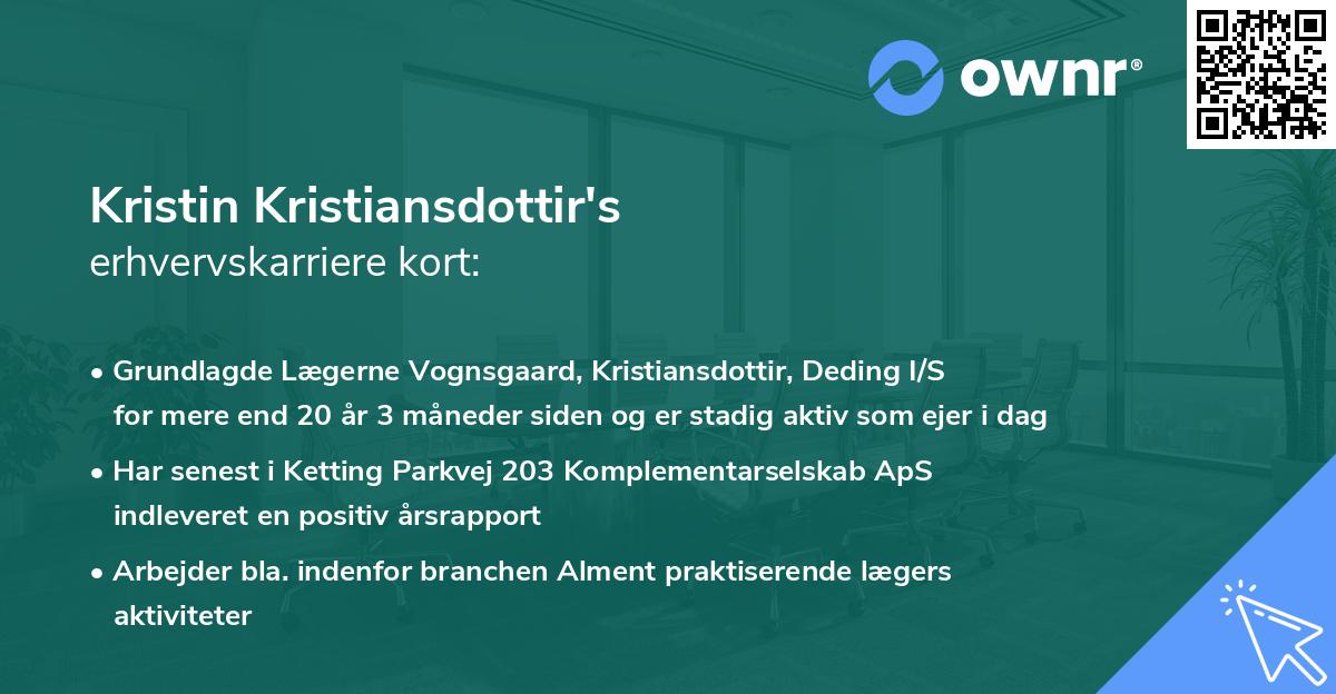 Kristin Kristiansdottir's erhvervskarriere kort