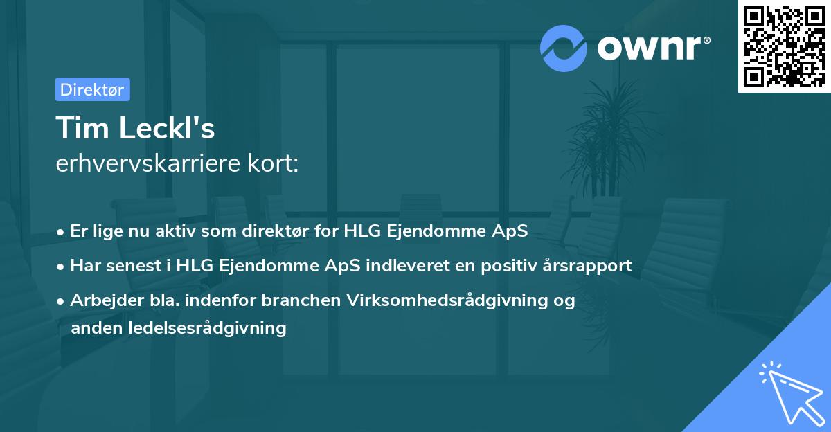 Tim Leckl's erhvervskarriere kort