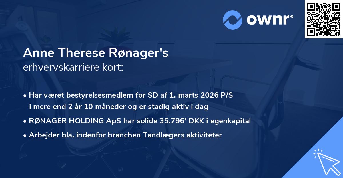 Anne Therese Rønager's erhvervskarriere kort