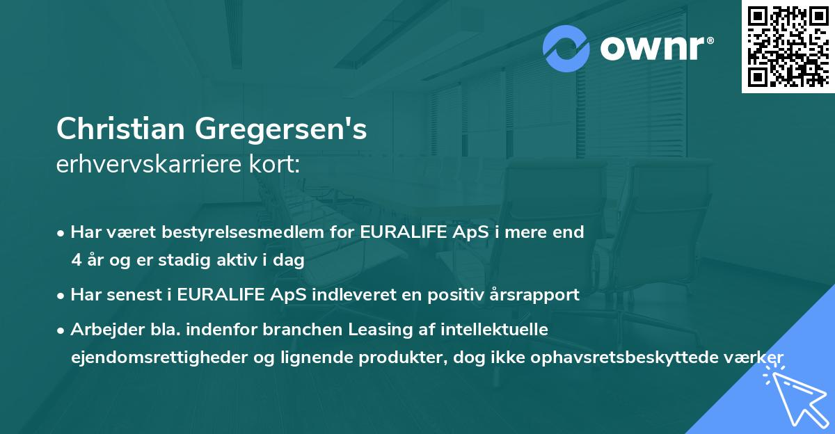 Christian Gregersen's erhvervskarriere kort