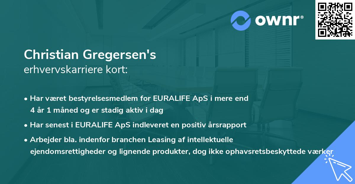 Christian Gregersen's erhvervskarriere kort
