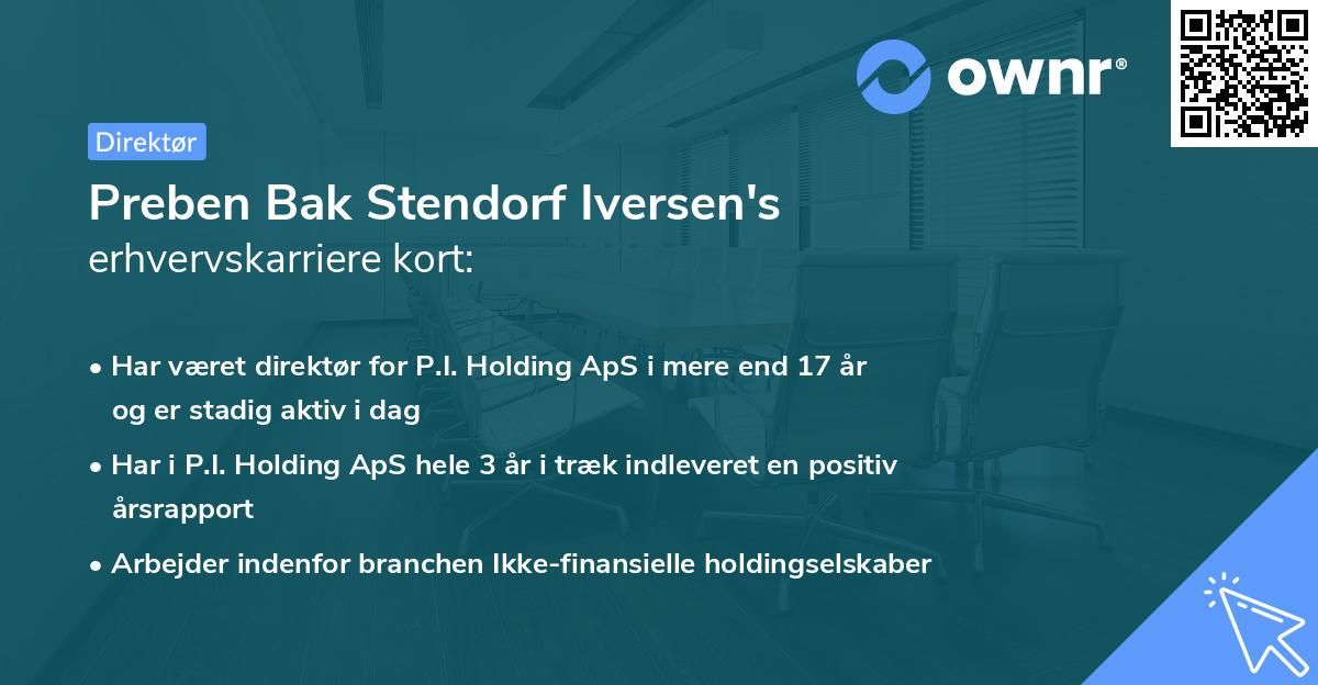 Preben Bak Stendorf Iversen's erhvervskarriere kort