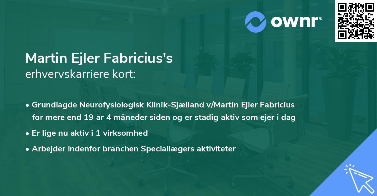 Martin Ejler Fabricius's erhvervskarriere kort