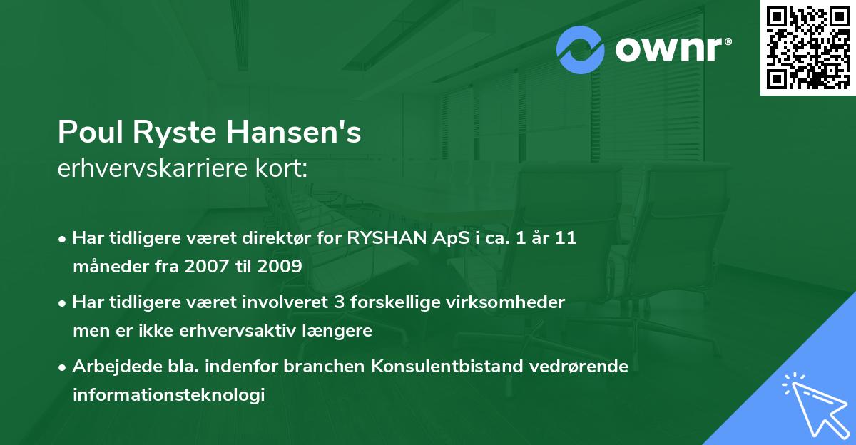Poul Ryste Hansen's erhvervskarriere kort
