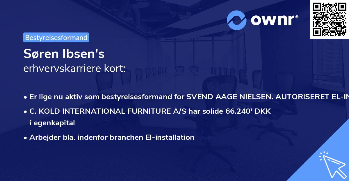 Søren Ibsen's erhvervskarriere kort