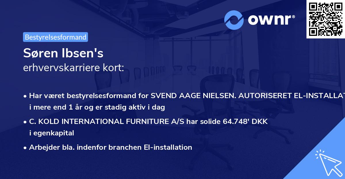 Søren Ibsen's erhvervskarriere kort