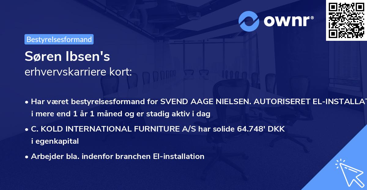 Søren Ibsen's erhvervskarriere kort