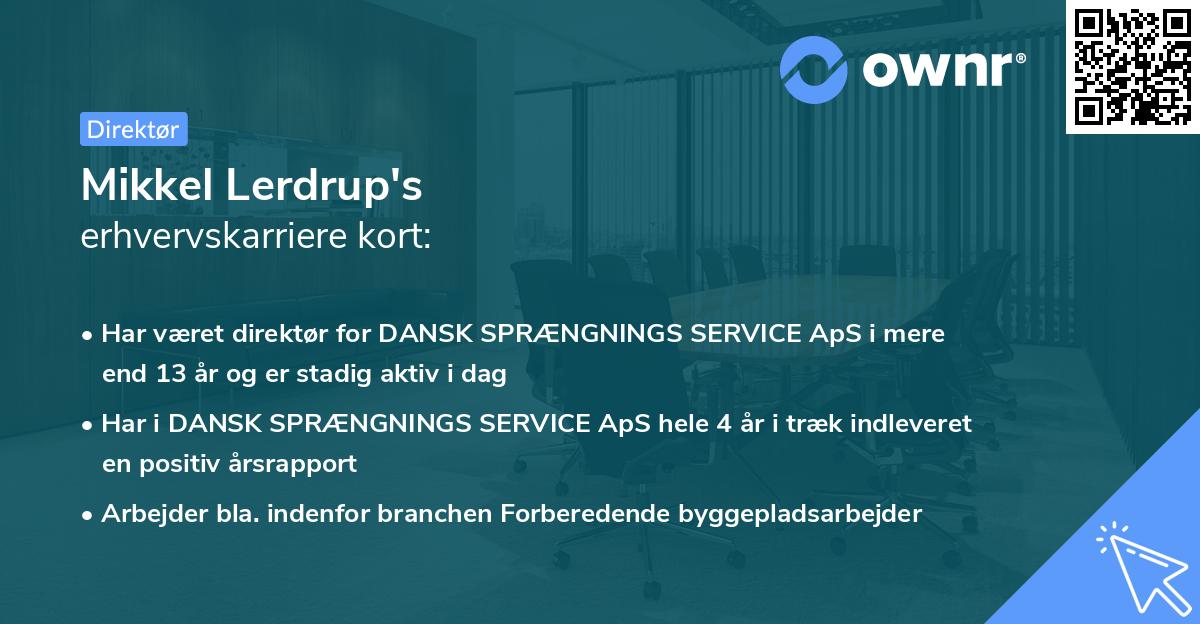 Mikkel Lerdrup's erhvervskarriere kort