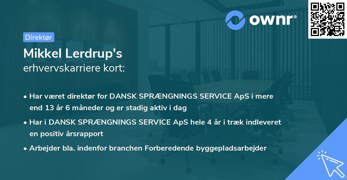 Mikkel Lerdrup's erhvervskarriere kort