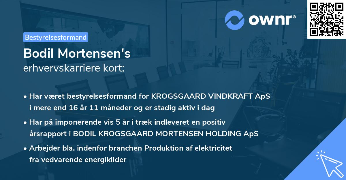 Bodil Mortensen's erhvervskarriere kort