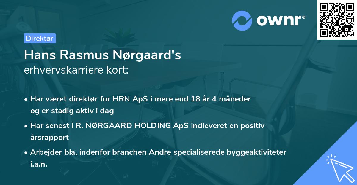 Hans Rasmus Nørgaard's erhvervskarriere kort