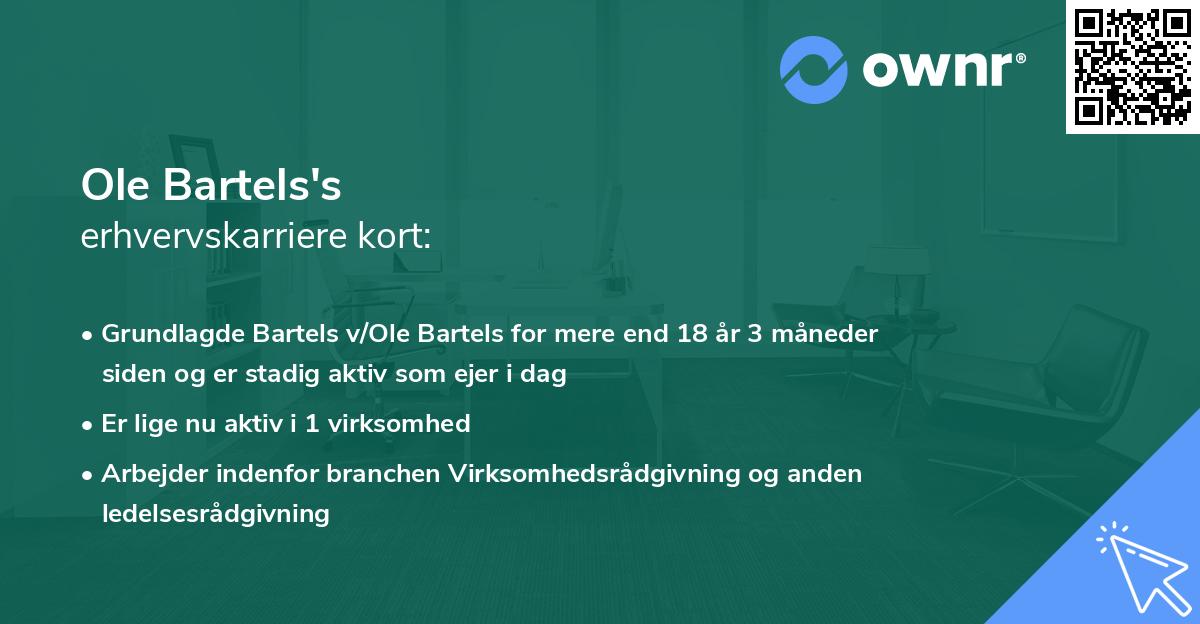 Ole Bartels's erhvervskarriere kort