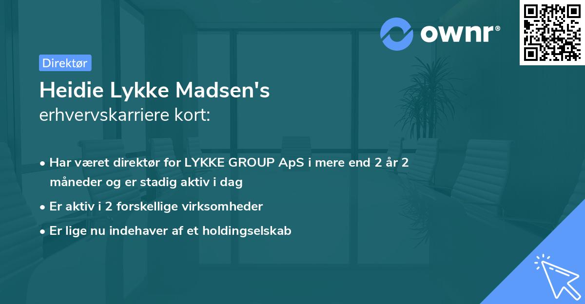 Heidie Lykke Madsen's erhvervskarriere kort