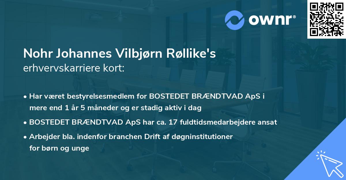 Nohr Johannes Vilbjørn Røllike's erhvervskarriere kort