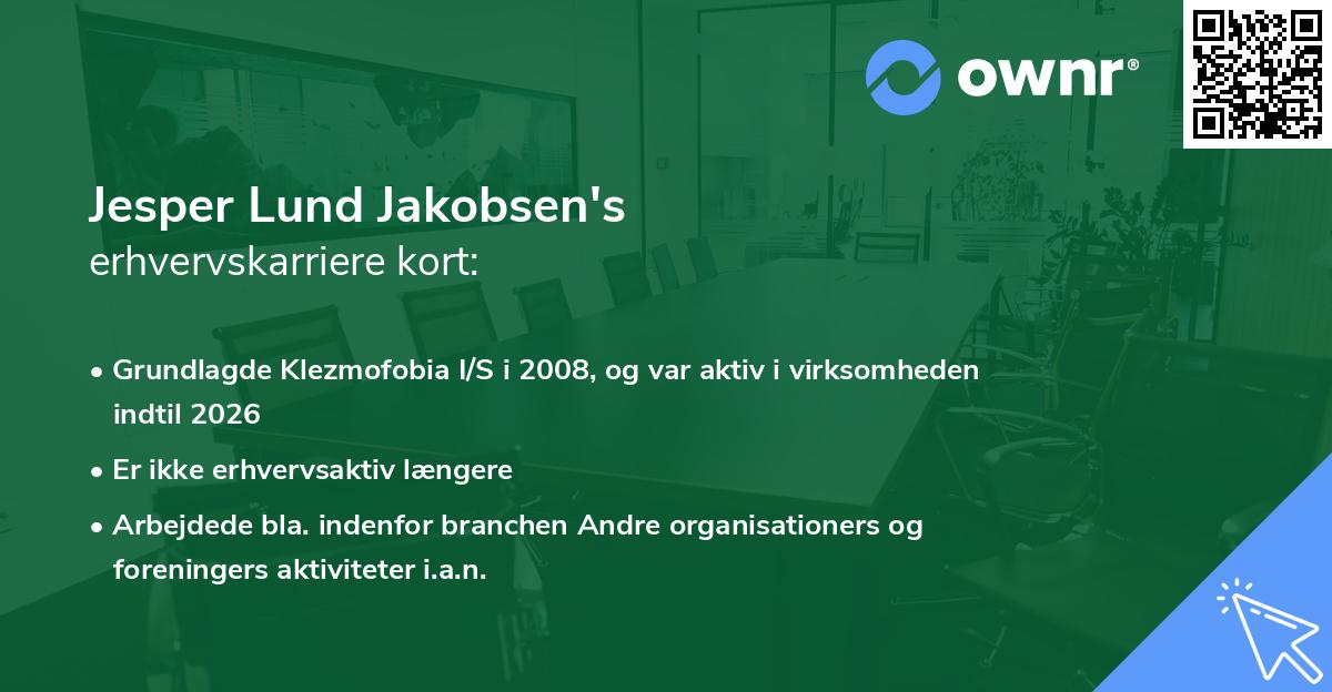 Jesper Lund Jakobsen's erhvervskarriere kort