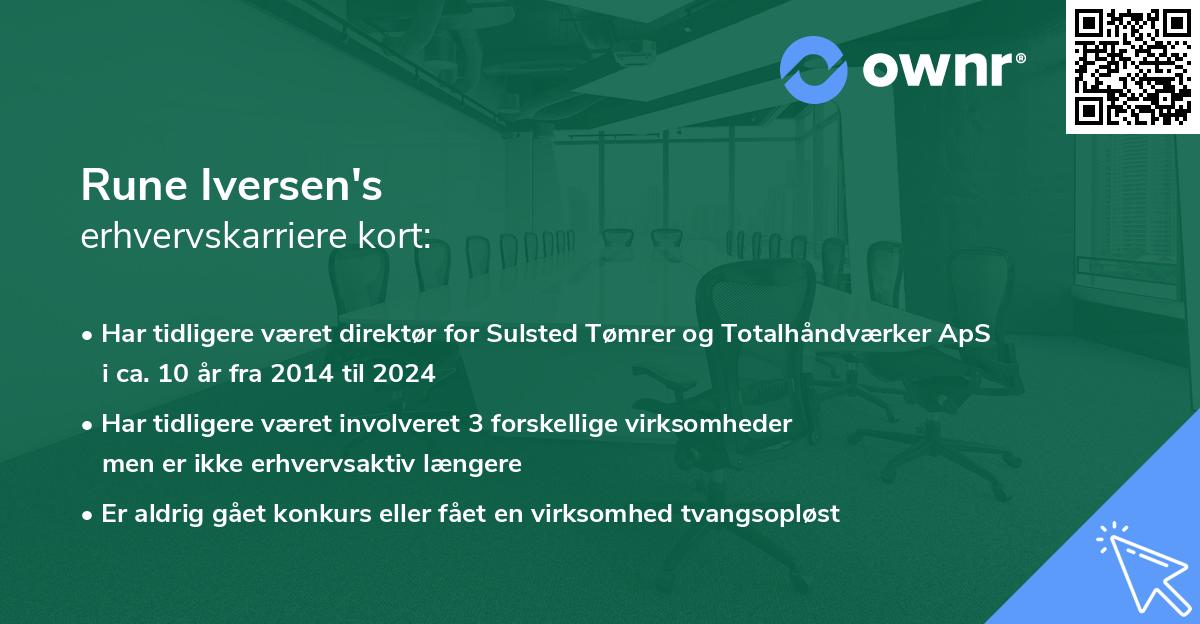 Rune Iversen's erhvervskarriere kort