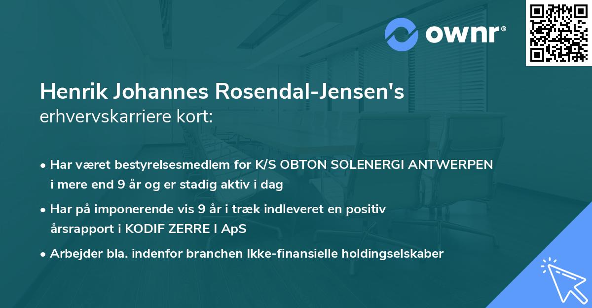 Henrik Johannes Rosendal-Jensen's erhvervskarriere kort