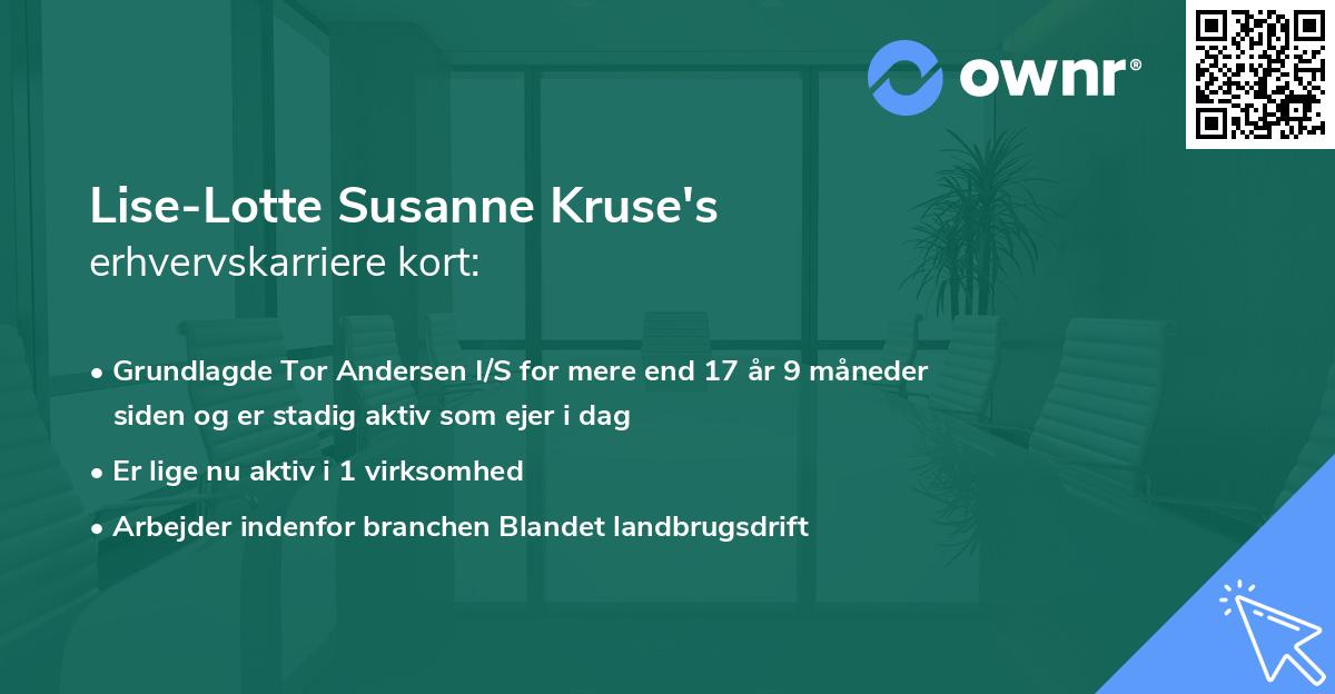 Lise-Lotte Susanne Kruse's erhvervskarriere kort