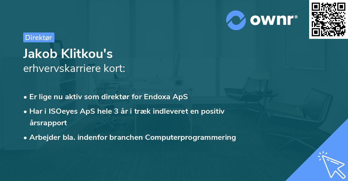 Jakob Klitkou's erhvervskarriere kort