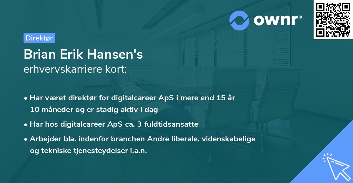 Brian Erik Hansen's erhvervskarriere kort