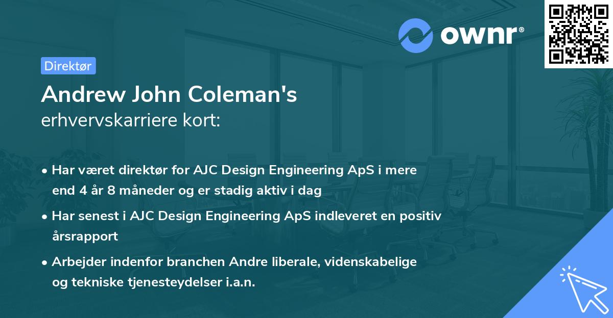 Andrew John Coleman's erhvervskarriere kort
