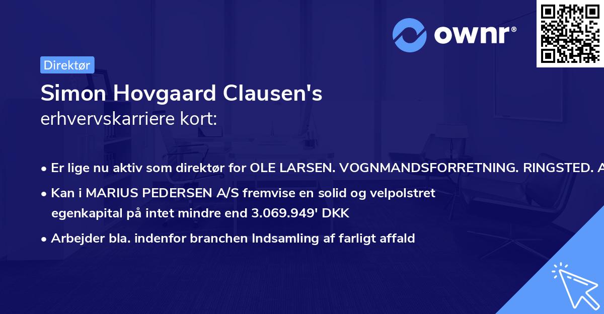 Simon Hovgaard Clausen's erhvervskarriere kort