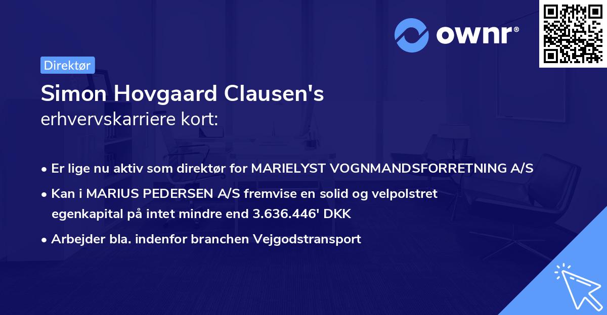 Simon Hovgaard Clausen's erhvervskarriere kort