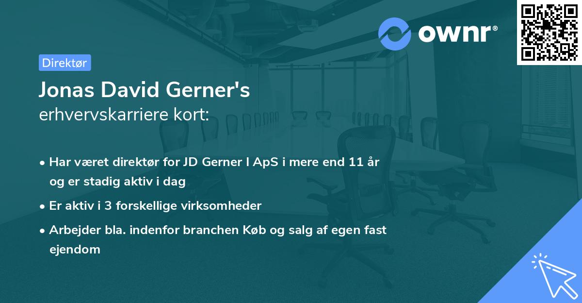 Jonas David Gerner's erhvervskarriere kort
