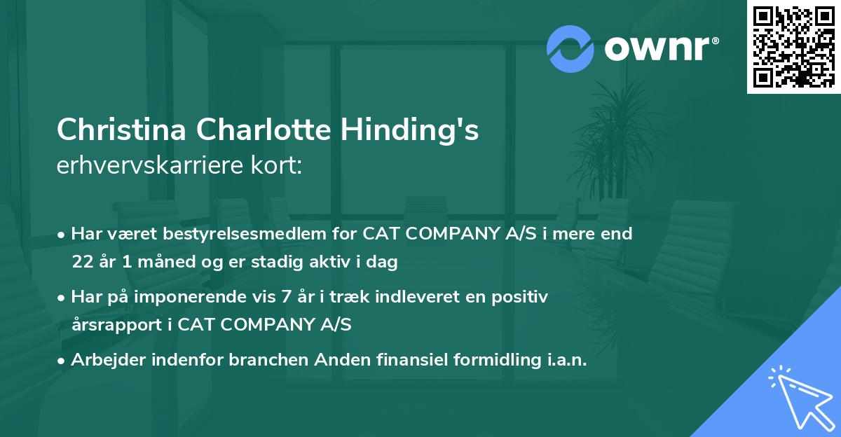Christina Charlotte Hinding's erhvervskarriere kort