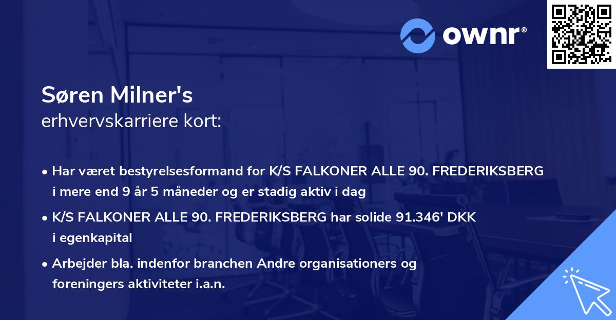 Søren Milner's erhvervskarriere kort