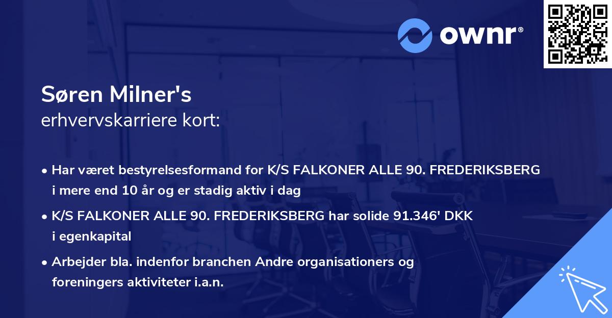 Søren Milner's erhvervskarriere kort
