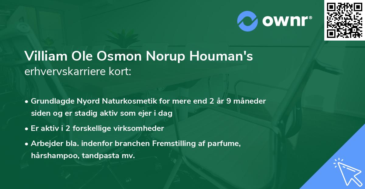 Villiam Ole Osmon Norup Houman's erhvervskarriere kort