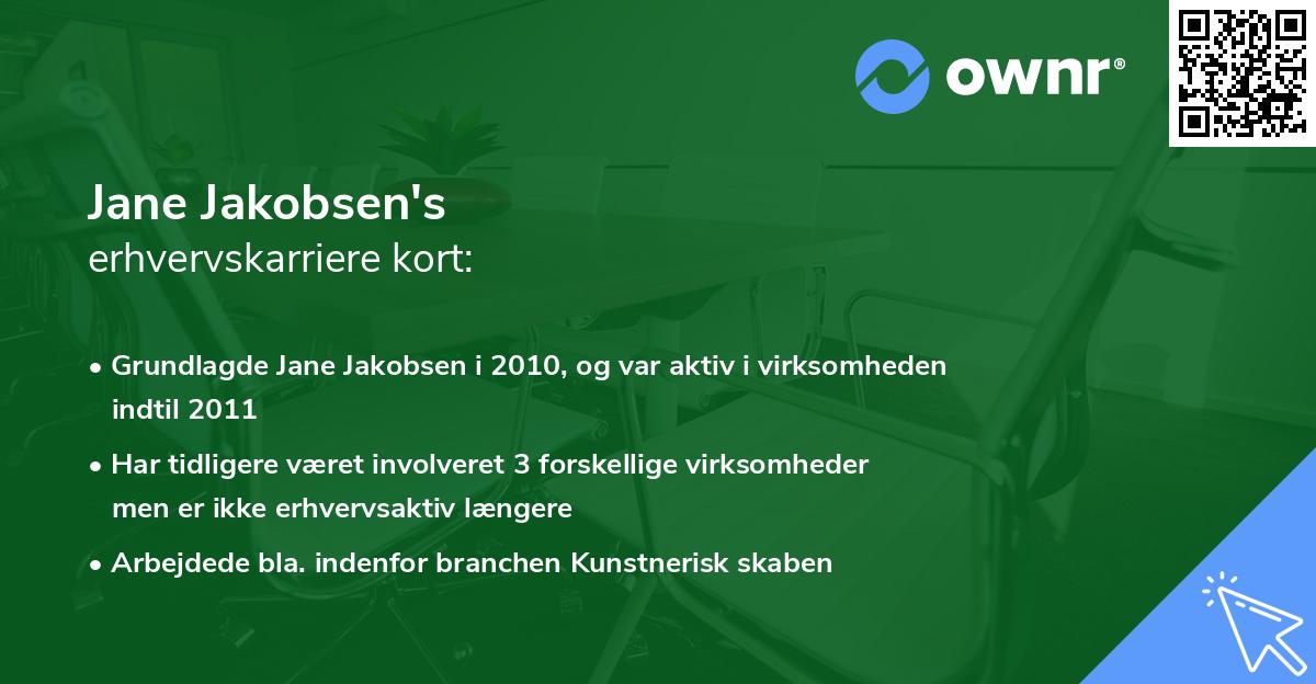 Jane Jakobsen's erhvervskarriere kort