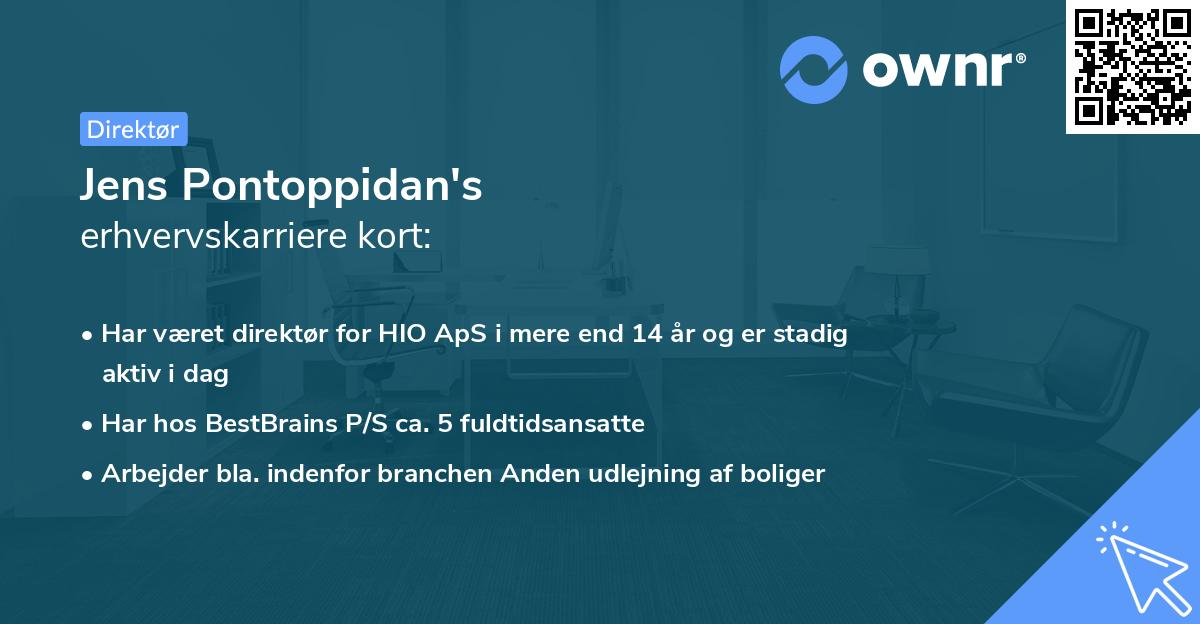 Jens Pontoppidan's erhvervskarriere kort