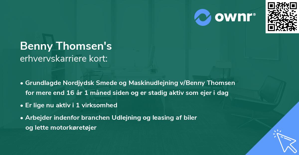 Benny Thomsen's erhvervskarriere kort