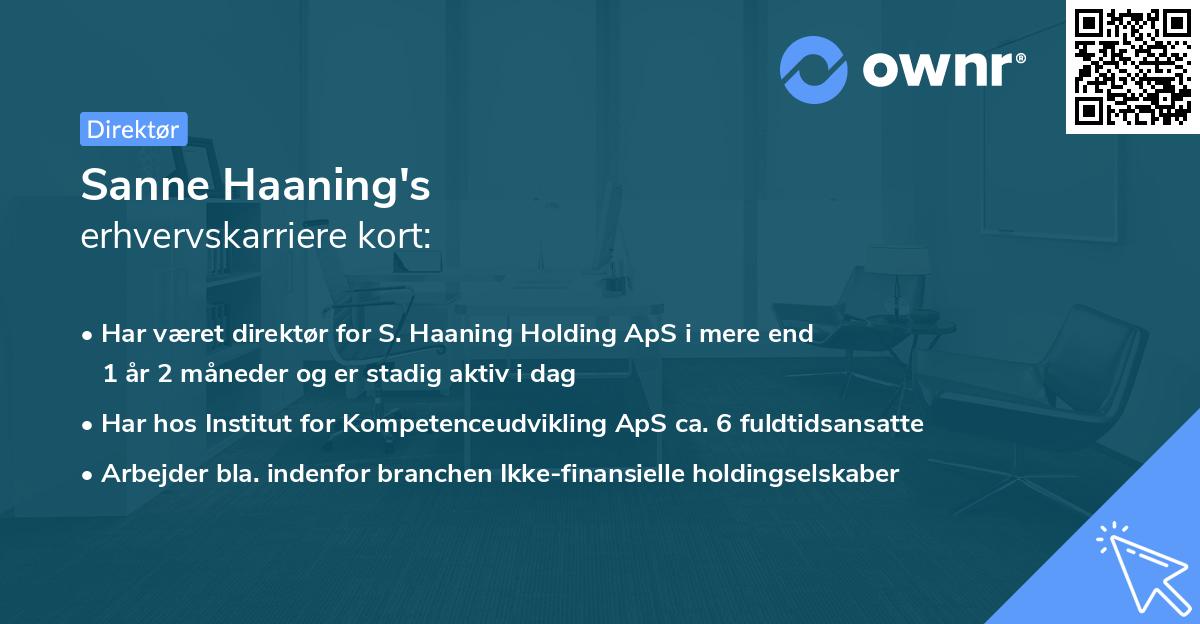 Sanne Haaning's erhvervskarriere kort