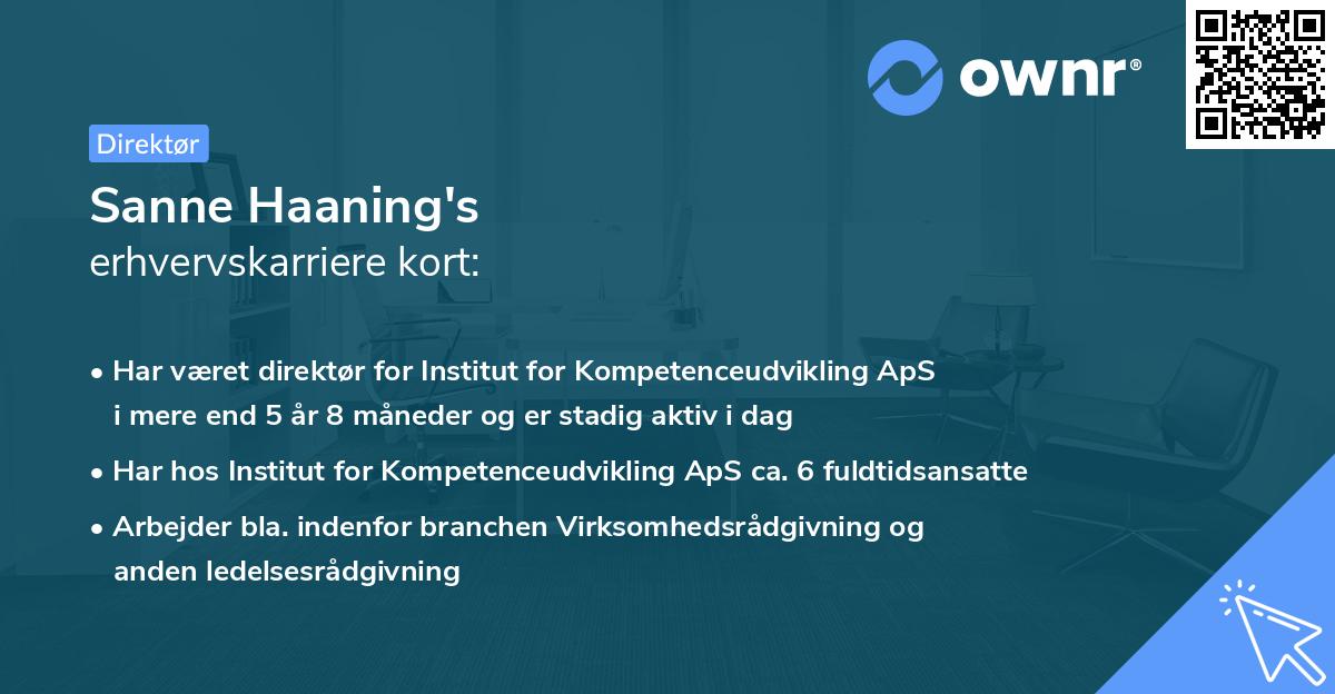 Sanne Haaning's erhvervskarriere kort