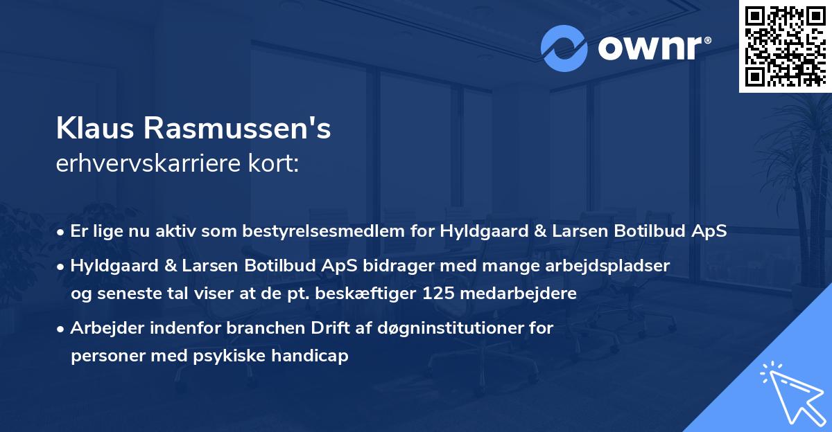 Klaus Rasmussen's erhvervskarriere kort