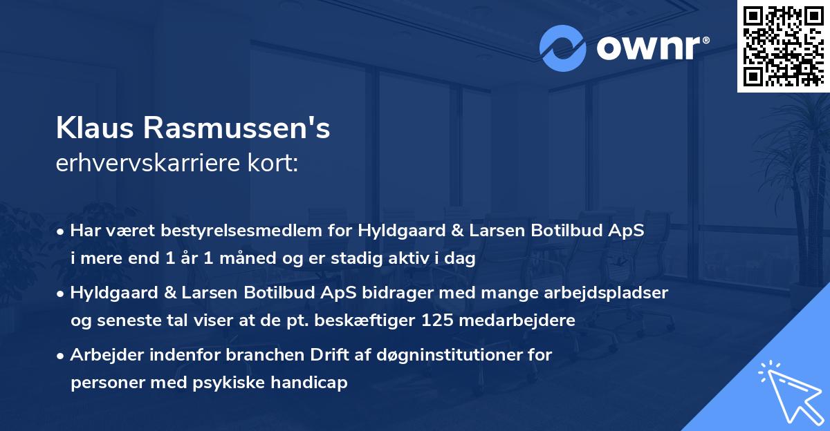 Klaus Rasmussen's erhvervskarriere kort