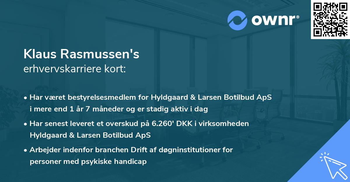 Klaus Rasmussen's erhvervskarriere kort