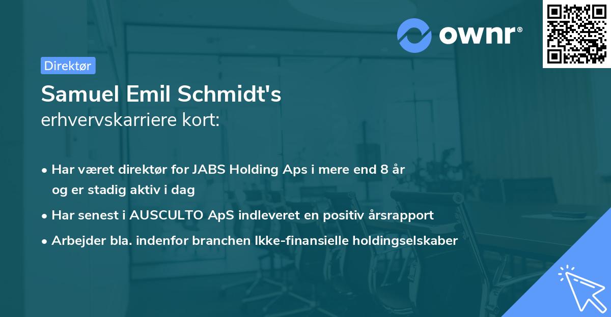 Samuel Emil Schmidt's erhvervskarriere kort